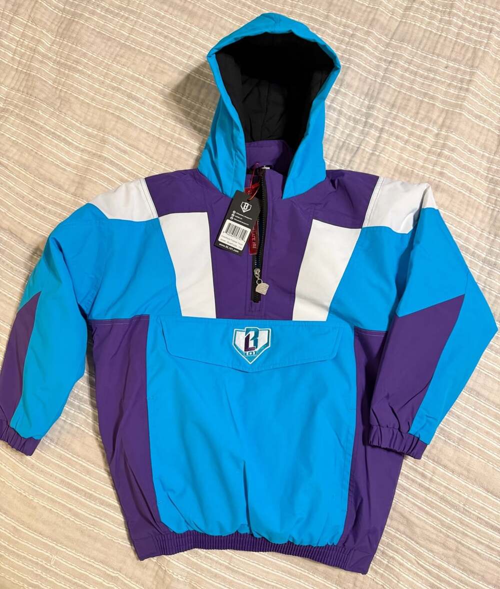 Baseball Lifestyle 101 Colorblock Pullover Jacket YXL Blue Purple